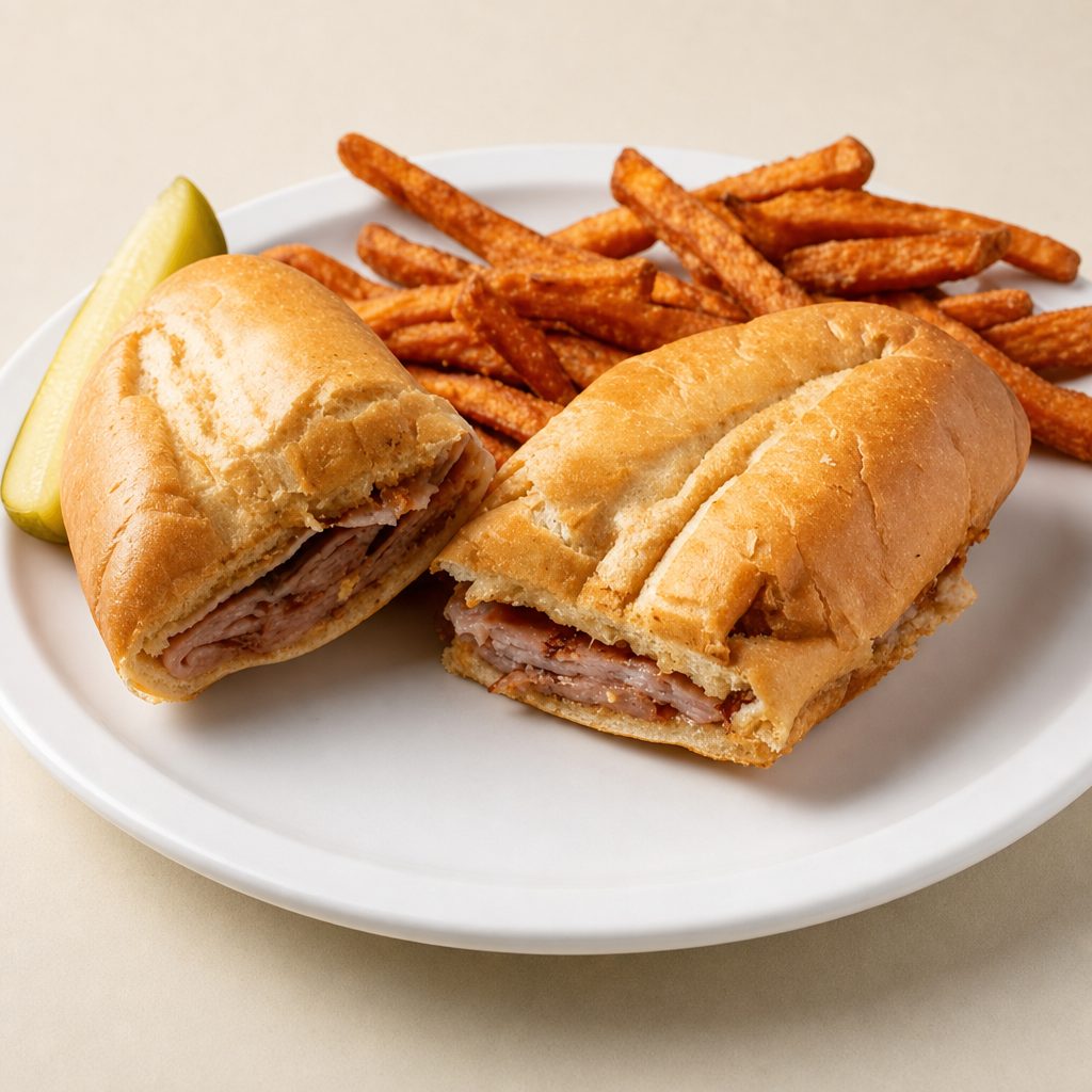 Hot Ham and Swiss Sandwich.