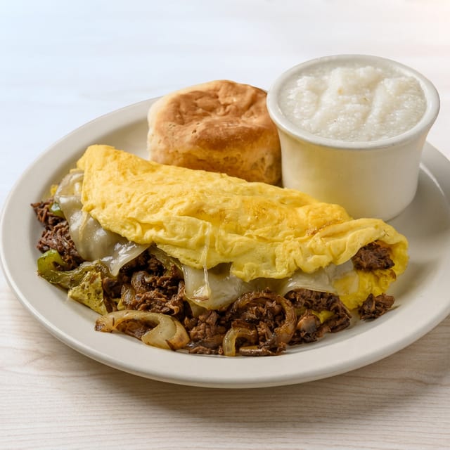 Philly Cheesesteak Omelet.